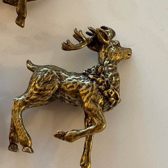 Vintage MCM Elegant Gold Brass Reindeer Wall Decor Set -3 Hollywood Regency - Picture 6 of 8